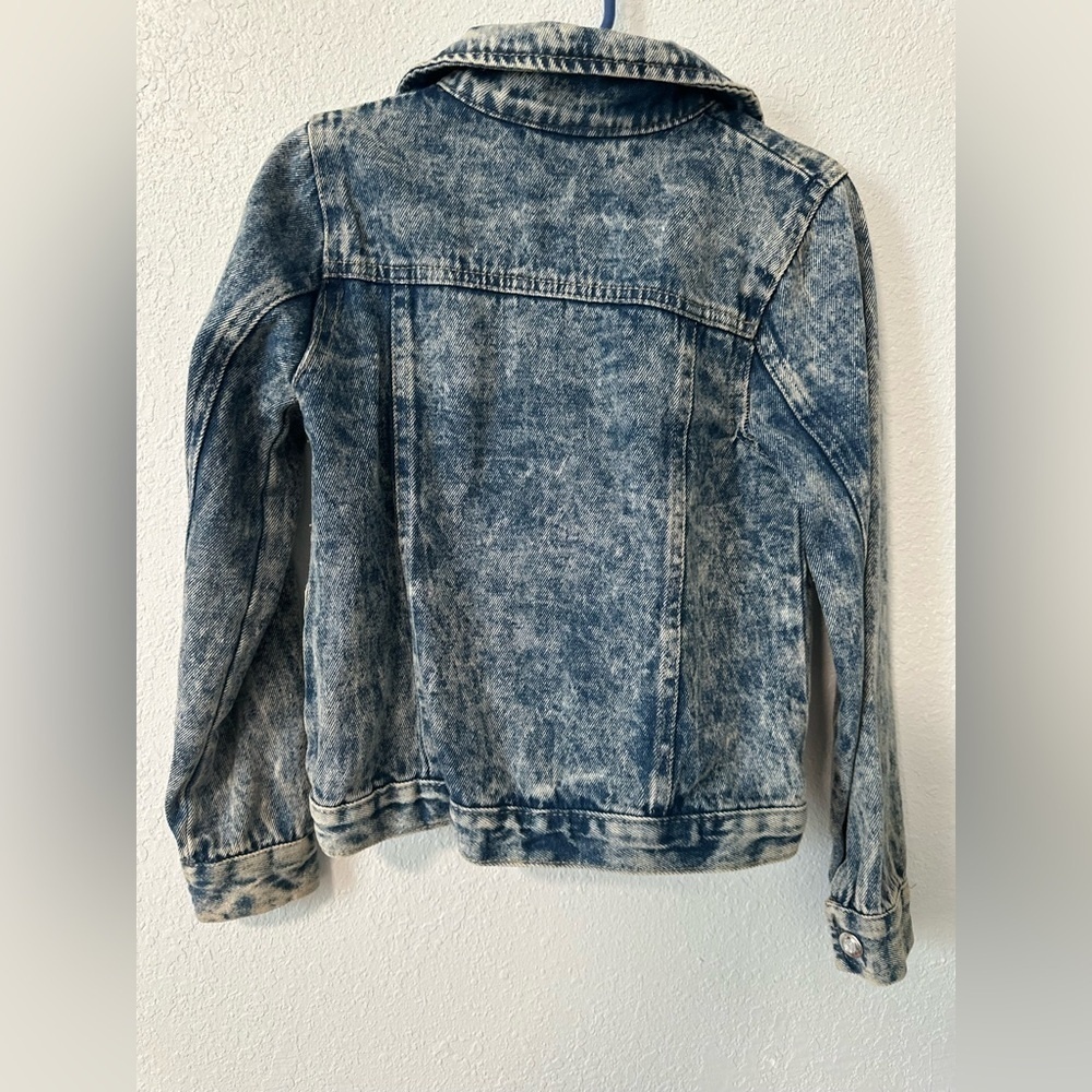 Little Lass Denim Jacket Girls Size 6 Blue Acid Wash Toddler Unicorn Patch Playf - Picture 2 of 4